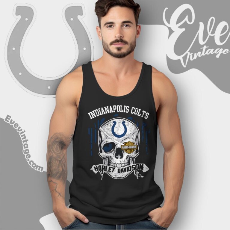Indianapolis Colts Harley Davidson Skull Shirt Tank Top Racerback Indianapolis Colts Harley Davidson Skull Shirt Tank Top Racerback