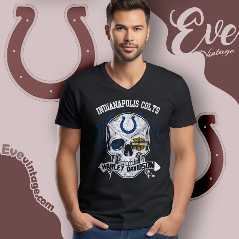 Indianapolis Colts Harley Davidson Skull Shirt V Neck TShirt Indianapolis Colts Harley Davidson Skull Shirt V Neck TShirt