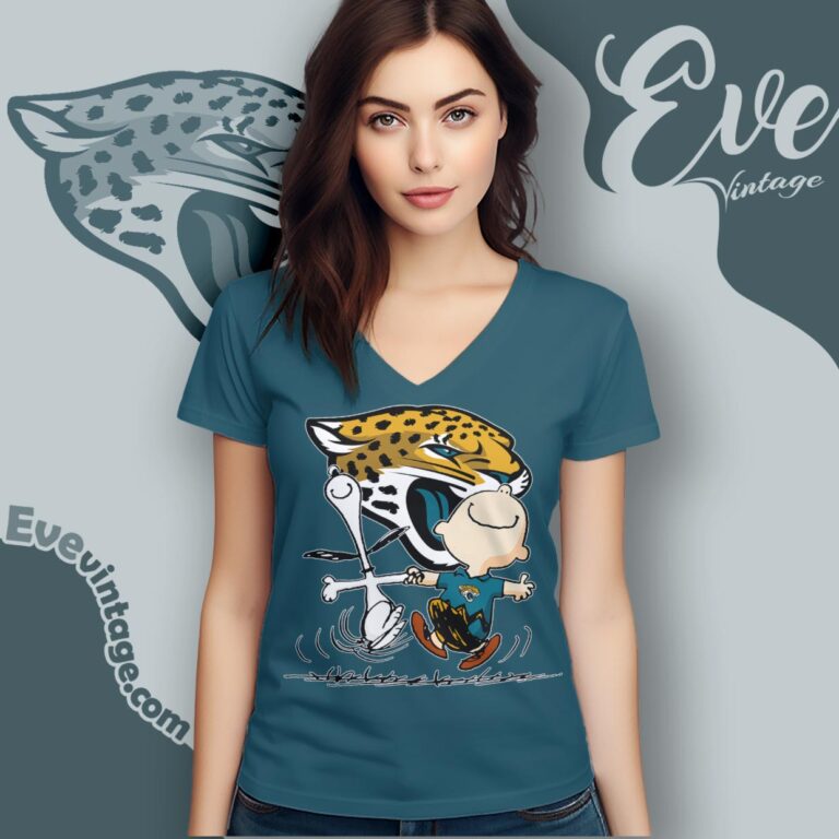 Jacksonville Jaguars Charlie Brown Snoopy Happy Dancing Shirt V Neck TShirt Jacksonville Jaguars Charlie Brown Snoopy Happy Dancing Shirt V Neck TShirt