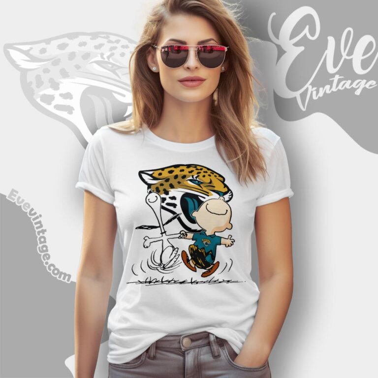 Jacksonville Jaguars Charlie Brown Snoopy Happy Dancing Shirt Women T Shirt Jacksonville Jaguars Charlie Brown Snoopy Happy Dancing Shirt Women T Shirt