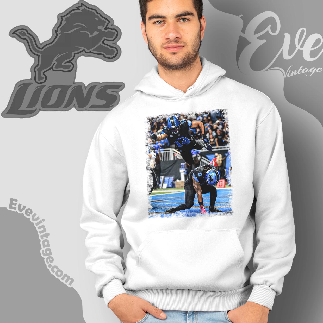 Jahmyr Gibbs St Brown Lions Celebration Pose Shirt Jahmyr Gibbs St Brown Lions Celebration Pose Shirt