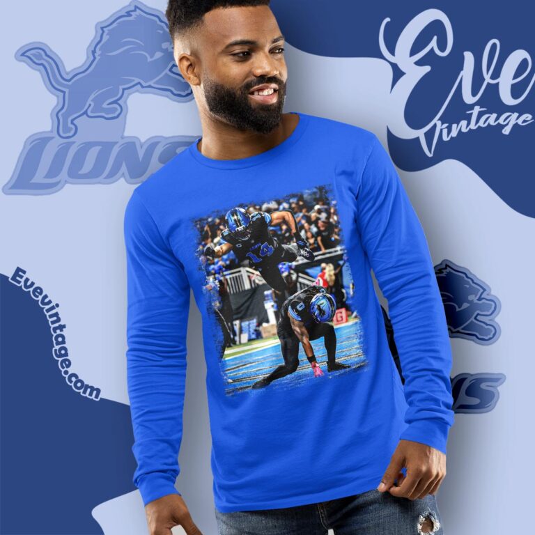 Jahmyr Gibbs St Brown Lions Celebration Pose Shirt Long Sleeve Tee Jahmyr Gibbs St Brown Lions Celebration Pose Shirt Long Sleeve Tee