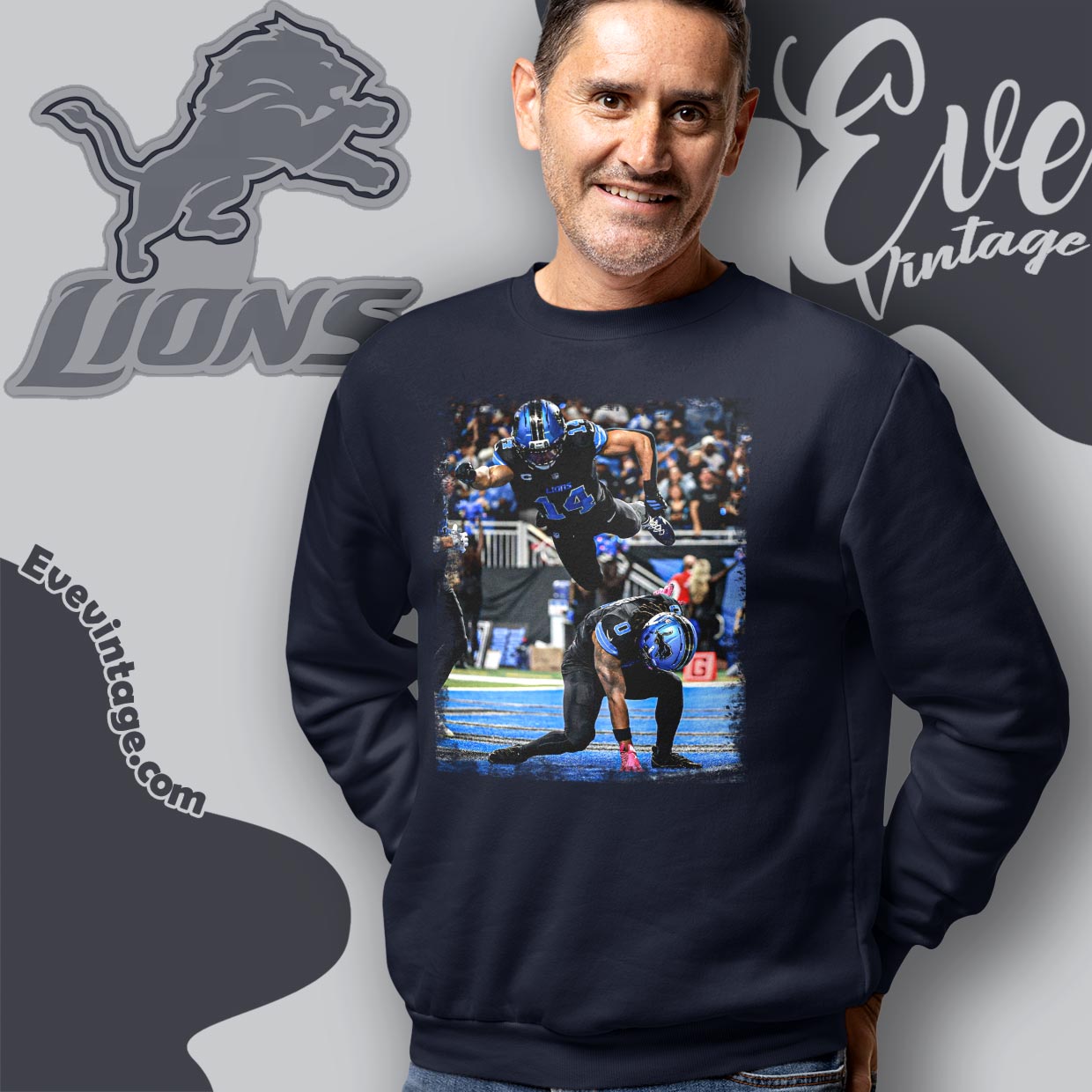 Jahmyr Gibbs St Brown Lions Celebration Pose Shirt Jahmyr Gibbs St Brown Lions Celebration Pose Shirt
