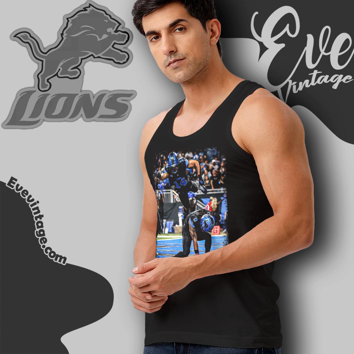 Jahmyr Gibbs St Brown Lions Celebration Pose Shirt Jahmyr Gibbs St Brown Lions Celebration Pose Shirt