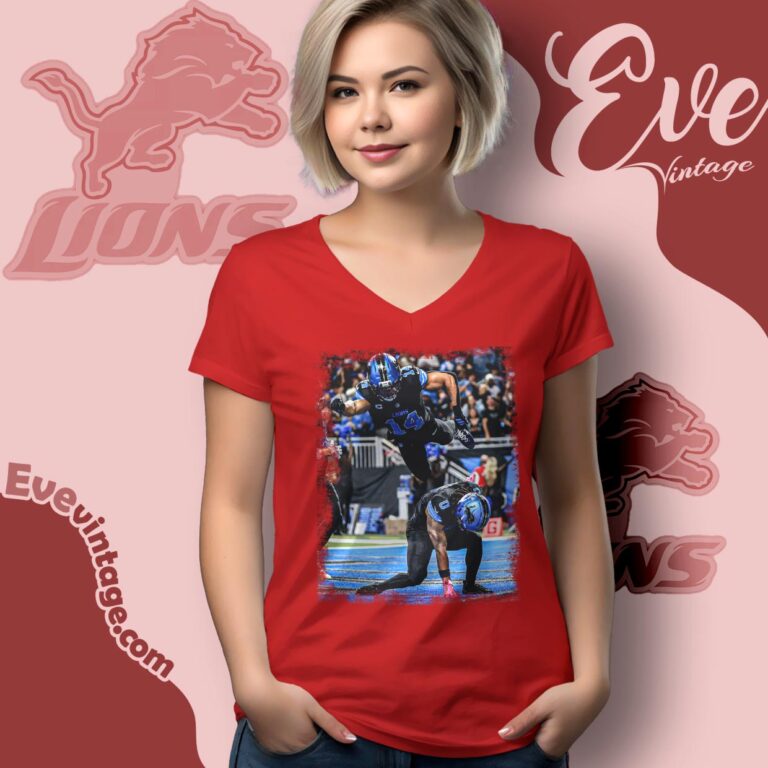 Jahmyr Gibbs St Brown Lions Celebration Pose Shirt V Neck TShirt Jahmyr Gibbs St Brown Lions Celebration Pose Shirt V Neck TShirt