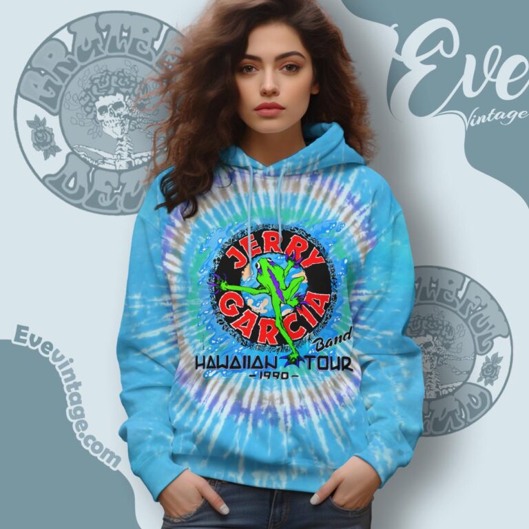 Jerry Garcia Band 1990 Hawaii Tour Tie dye Hoodie Jerry Garcia Band 1990 Hawaii Tour Tie dye Hoodie