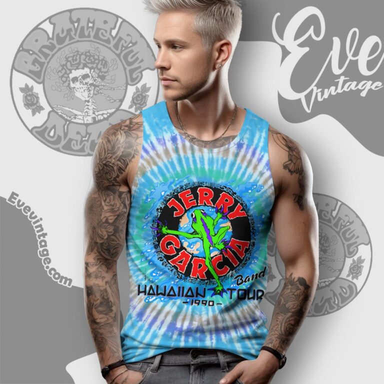 Jerry Garcia Band 1990 Hawaiian Tour Tie dye Tank Top Racerback Jerry Garcia Band 1990 Hawaiian Tour Tie dye Tank Top Racerback
