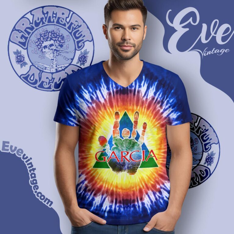 Jerry Garcias Right Hand Tie dye Shirt V Neck TShirt Jerry Garcias Right Hand Tie dye Shirt V Neck TShirt