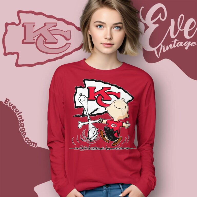 Kansas City Chiefs Charlie Brown Snoopy Happy Dancing Shirt Long Sleeve Tee Kansas City Chiefs Charlie Brown Snoopy Happy Dancing Shirt Long Sleeve Tee