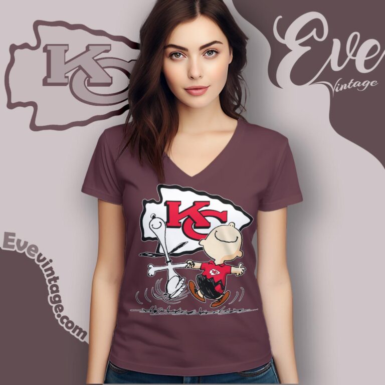 Kansas City Chiefs Charlie Brown Snoopy Happy Dancing Shirt V Neck TShirt Kansas City Chiefs Charlie Brown Snoopy Happy Dancing Shirt V Neck TShirt
