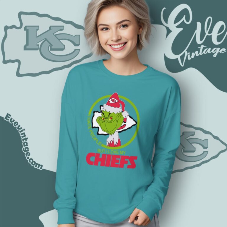 Kansas City Chiefs Christmas Grinch Shirt I Hate People But I Love My Chiefs Long Sleeve Tee Kansas City Chiefs Christmas Grinch Shirt I Hate People But I Love My Chiefs Long Sleeve Tee