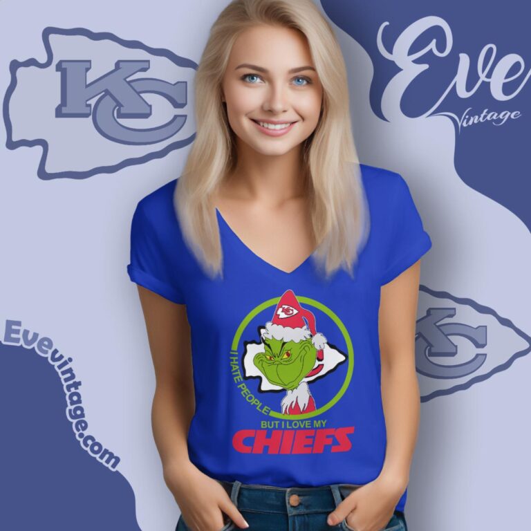 Kansas City Chiefs Christmas Grinch Shirt I Hate People But I Love My Chiefs V Neck TShirt Kansas City Chiefs Christmas Grinch Shirt I Hate People But I Love My Chiefs V Neck TShirt
