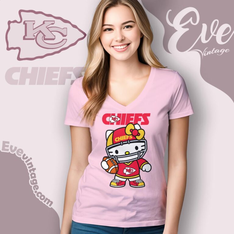 Kansas City Chiefs Hello Kitty Shirt V Neck TShirt Kansas City Chiefs Hello Kitty Shirt V Neck TShirt