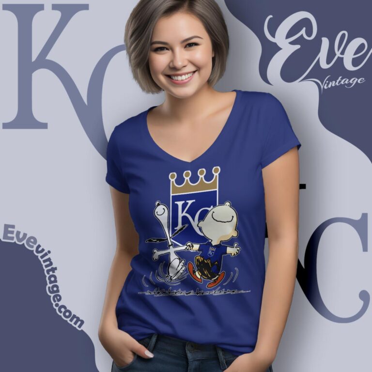 Kansas City Royals Charlie Brown Snoopy Happy Dancing Shirt V Neck TShirt Kansas City Royals Charlie Brown Snoopy Happy Dancing Shirt V Neck TShirt