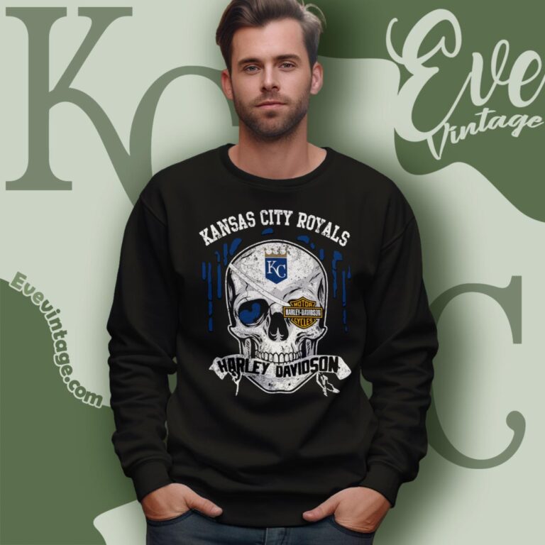 Kansas City Royals Harley Davidson Skull Shirt Sweatshirt Kansas City Royals Harley Davidson Skull Shirt Sweatshirt