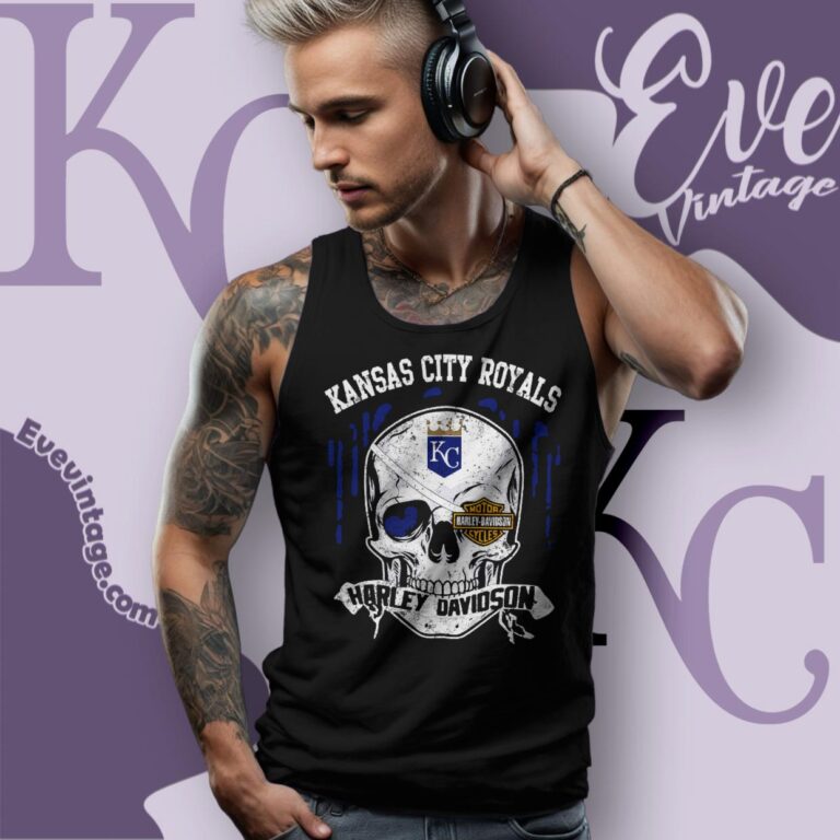 Kansas City Royals Harley Davidson Skull Shirt Tank Top Racerback Kansas City Royals Harley Davidson Skull Shirt Tank Top Racerback