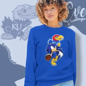 Kansas Jayhawks Sonic The Hedgehog Basketball Sweatshirt