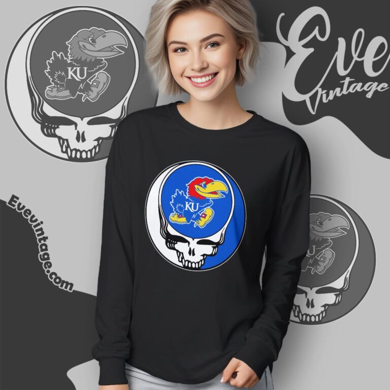 Kansas Jayhawks Steal Your Face Stealie Shirt Long Sleeve Tee Kansas Jayhawks Steal Your Face Stealie Shirt Long Sleeve Tee