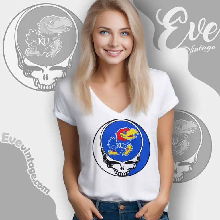Kansas Jayhawks Steal Your Face Stealie Shirt V Neck TShirt Kansas Jayhawks Steal Your Face Stealie Shirt V Neck TShirt