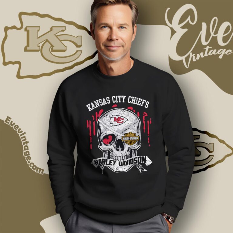 Kansas city Chiefs Harley Davidson Skull Shirt Sweatshirt Kansas city Chiefs Harley Davidson Skull Shirt Sweatshirt