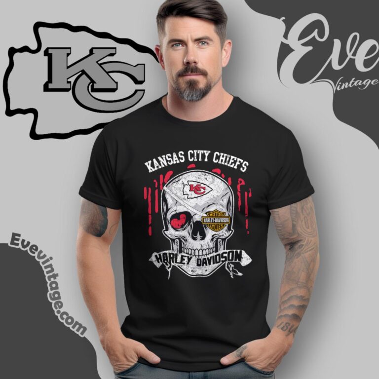Kansas city Chiefs Harley Davidson Skull Shirt T Shirt Kansas city Chiefs Harley Davidson Skull Shirt T Shirt
