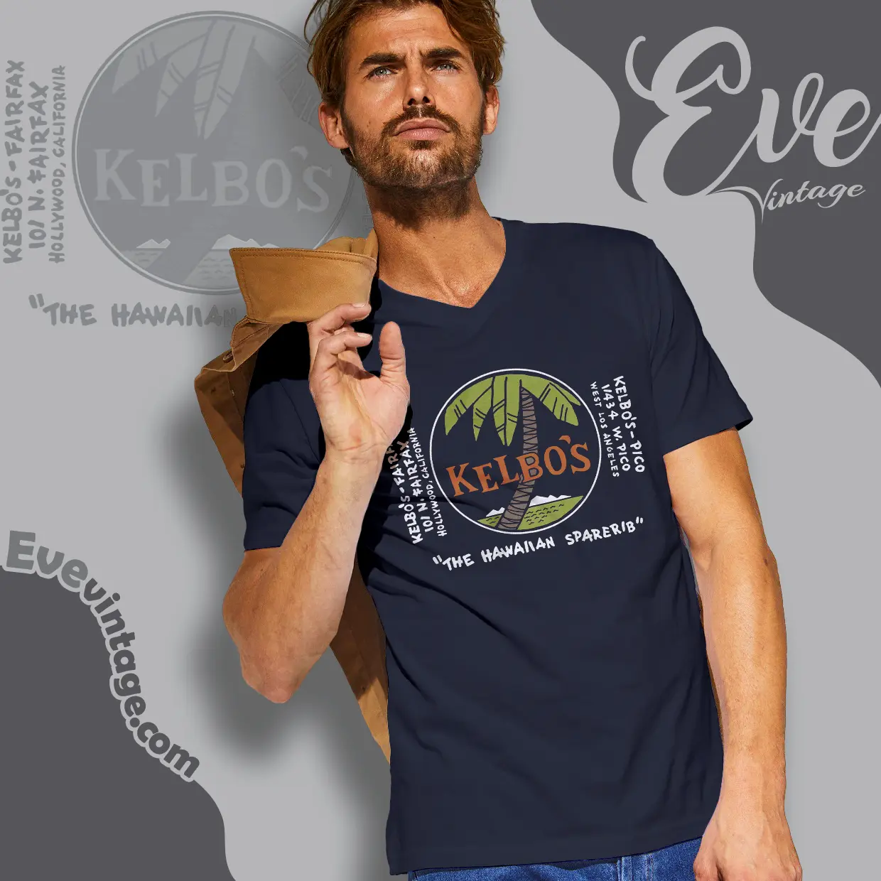 Kelbos Shirt Los Angeles Tiki Bar V Neck TShirt Kelbos Shirt Los Angeles Tiki Bar V Neck TShirt