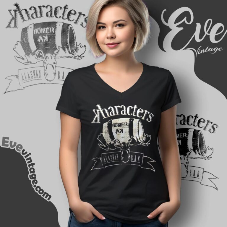 Kharacters Bar Tee Homer Alaska Dive Bar Shirt V Neck TShirt Kharacters Bar Tee Homer Alaska Dive Bar Shirt V Neck TShirt
