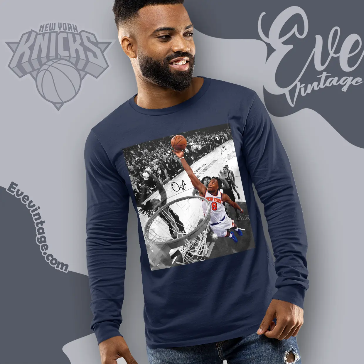 Knicks Og Anunoby Bucket Long Sleeve Tee Knicks Og Anunoby Bucket Long Sleeve Tee
