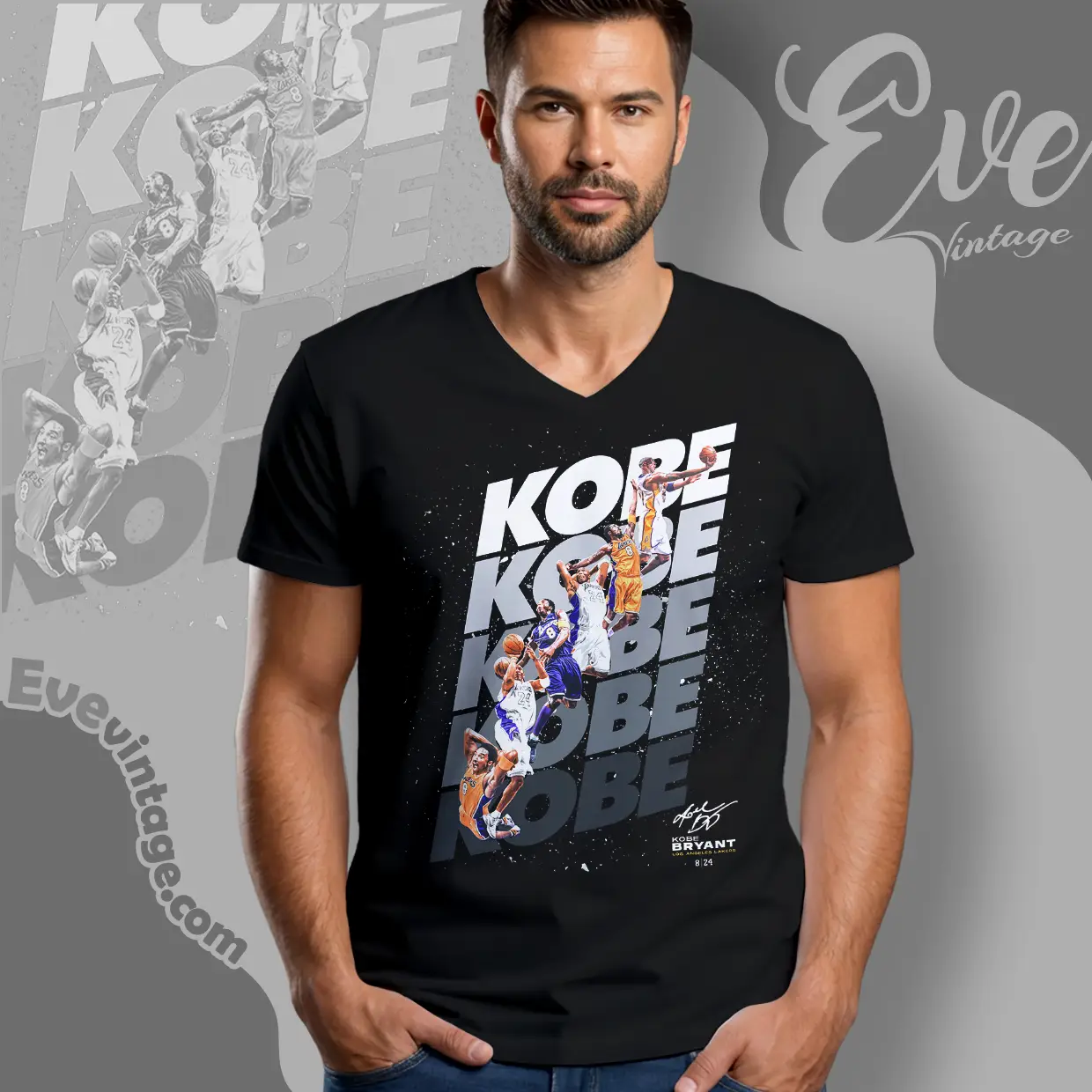 Kobe Bryant La Lakers Legend 8 24 V Neck TShirt Kobe Bryant La Lakers Legend 8 24 V Neck TShirt