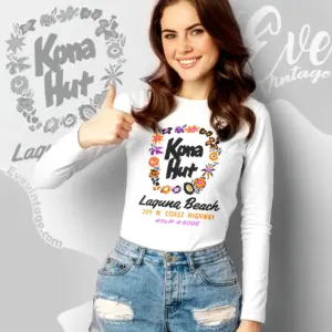 Kona Hut Shirt Laguna Beach Ca Tiki Bar Long Sleeve Tee