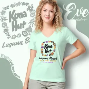 Kona Hut Shirt Laguna Beach Ca Tiki Bar V Neck TShirt