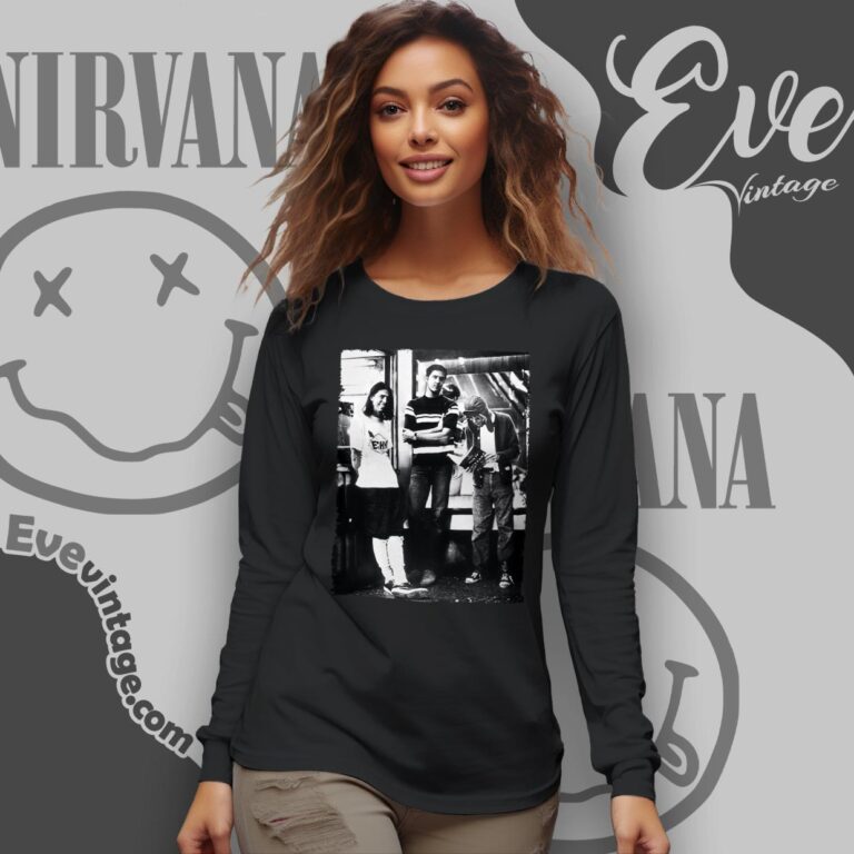 Kurt Cobain And 1993 Nirvana Band Shirt Long Sleeve Tee Kurt Cobain And 1993 Nirvana Band Shirt Long Sleeve Tee