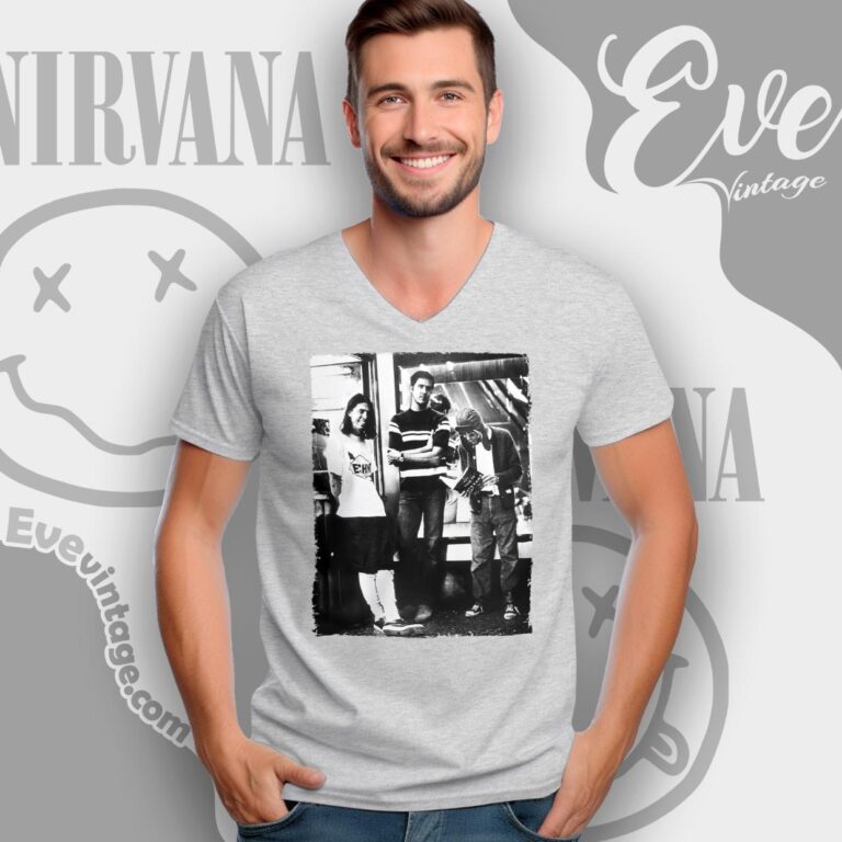 Kurt Cobain And 1993 Nirvana Band Shirt V Neck TShirt Kurt Cobain And 1993 Nirvana Band Shirt V Neck TShirt