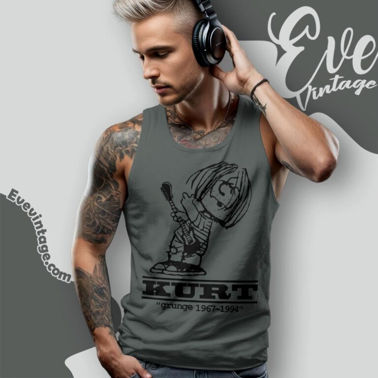 Kurt Cobain Charlie Brown Stye Parody Shirt Tank Top Racerback Kurt Cobain Charlie Brown Stye Parody Shirt Tank Top Racerback