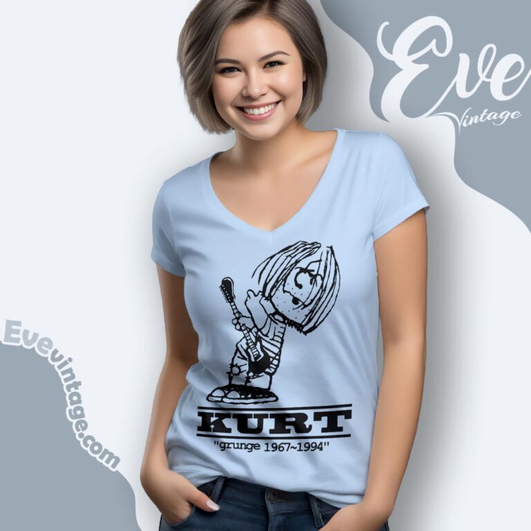 Kurt Cobain Charlie Brown Stye Parody Shirt V Neck TShirt Kurt Cobain Charlie Brown Stye Parody Shirt V Neck TShirt
