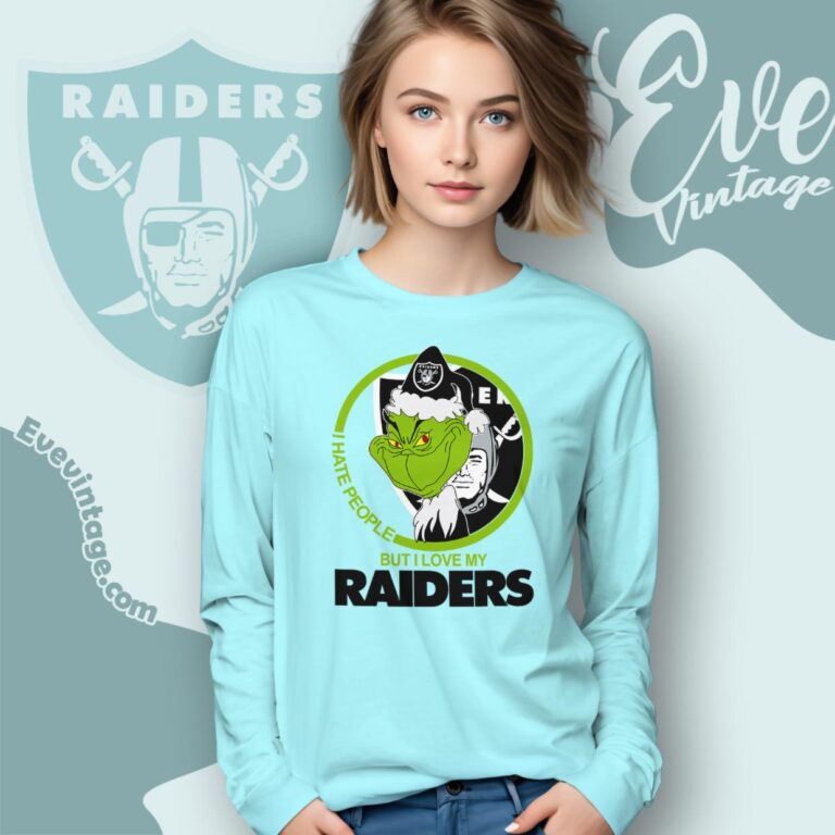 Las Vegas Raiders Christmas Grinch Shirt I Hate People But I Love My Raiders Long Sleeve Tee Las Vegas Raiders Christmas Grinch Shirt I Hate People But I Love My Raiders Long Sleeve Tee