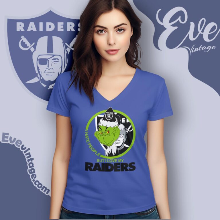 Las Vegas Raiders Christmas Grinch Shirt I Hate People But I Love My Raiders V Neck TShirt Las Vegas Raiders Christmas Grinch Shirt I Hate People But I Love My Raiders V Neck TShirt