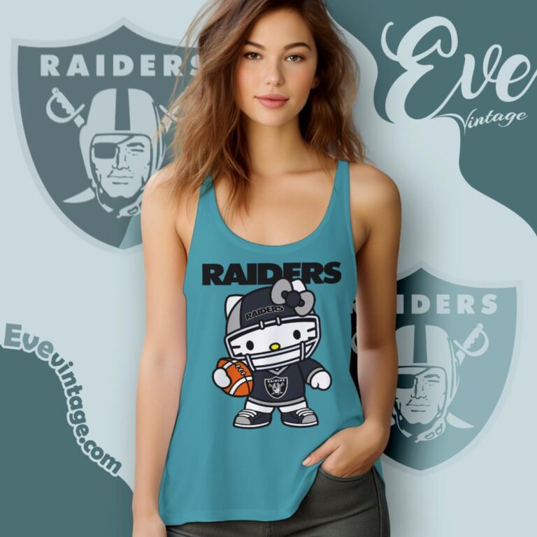 Las Vegas Raiders Hello Kitty Shirt Tank Top Racerback Las Vegas Raiders Hello Kitty Shirt Tank Top Racerback