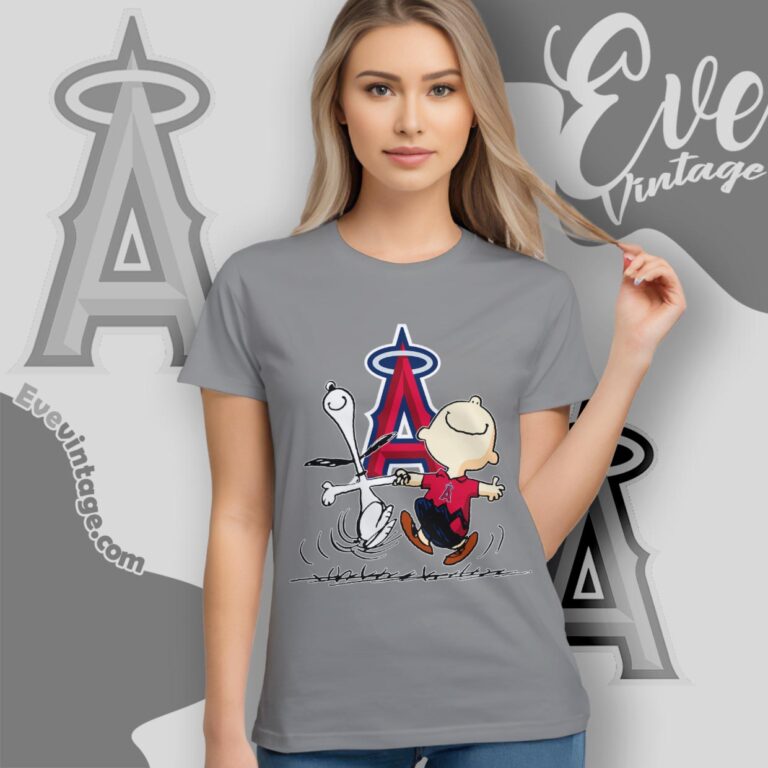 Los Angeles Angels Charlie Brown Snoopy Happy Dancing Shirt Women T Shirt Los Angeles Angels Charlie Brown Snoopy Happy Dancing Shirt Women T Shirt