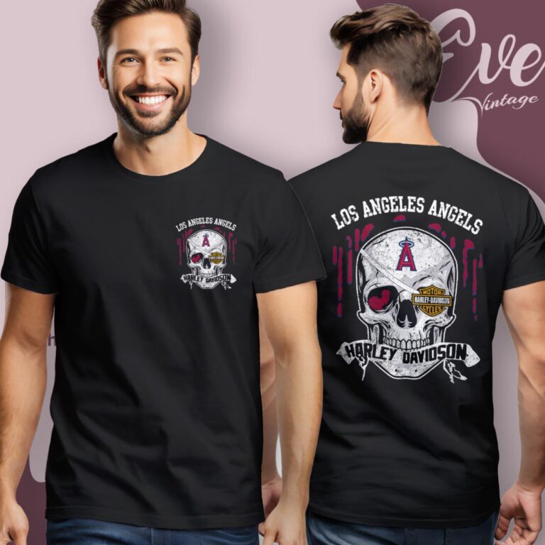 Los Angeles Angels Harley Davidson Skull Shirt Women T Shirt Los Angeles Angels Harley Davidson Skull Shirt Women T Shirt