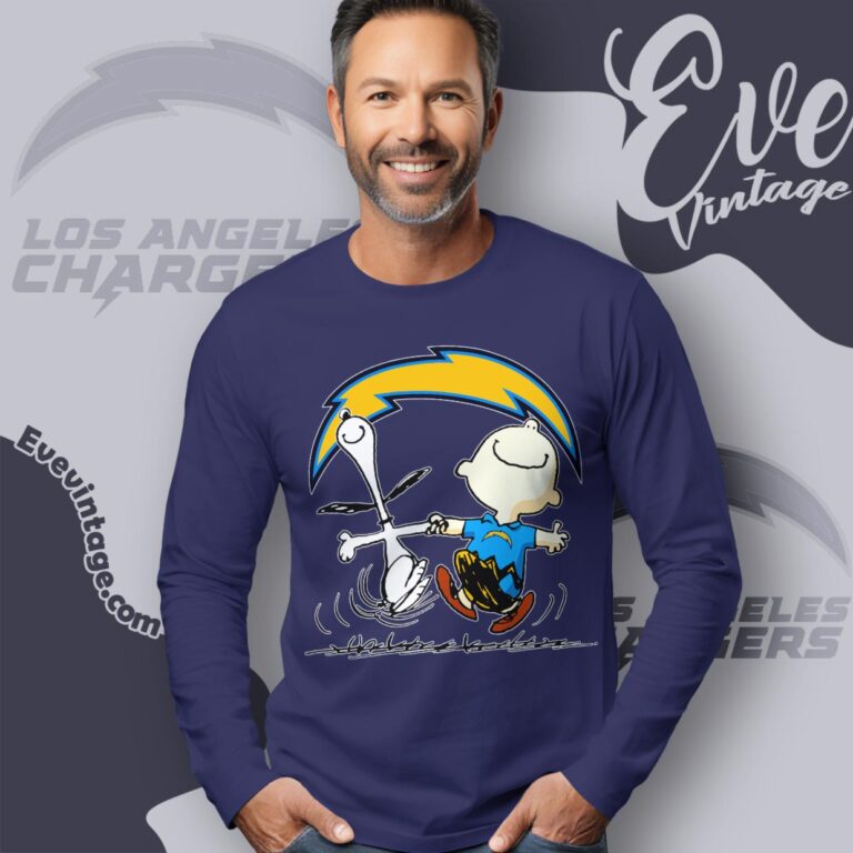 Los Angeles Chargers Charlie Brown Snoopy Happy Dancing Shirt Long Sleeve Tee Los Angeles Chargers Charlie Brown Snoopy Happy Dancing Shirt Long Sleeve Tee