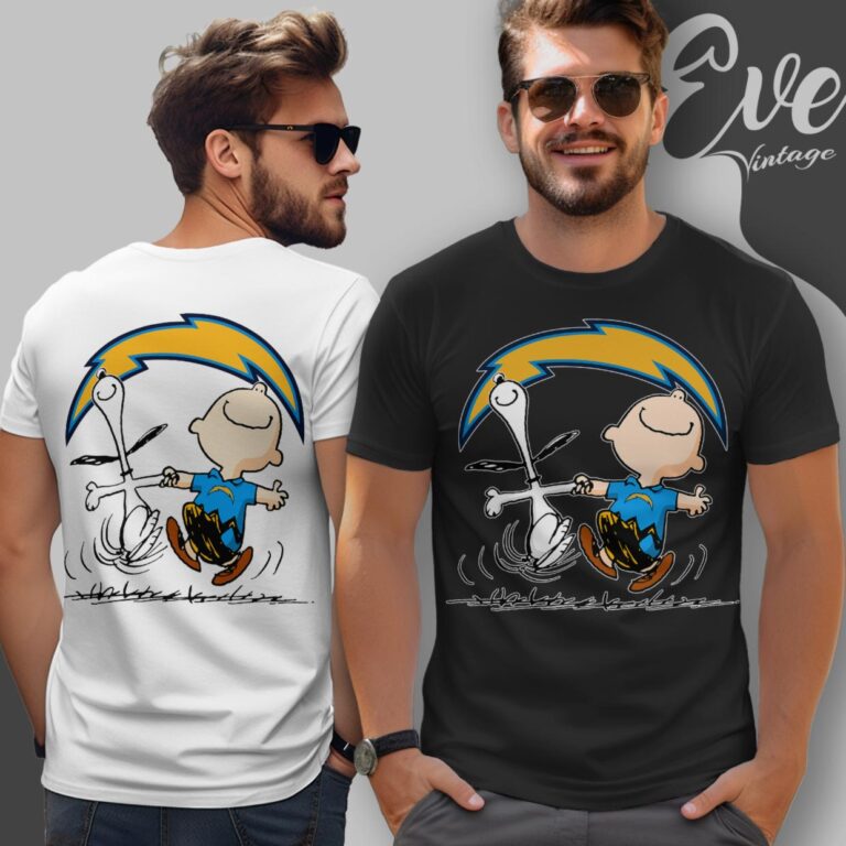 Los Angeles Chargers Charlie Brown Snoopy Happy Dancing Shirt T Shirt Los Angeles Chargers Charlie Brown Snoopy Happy Dancing Shirt T Shirt