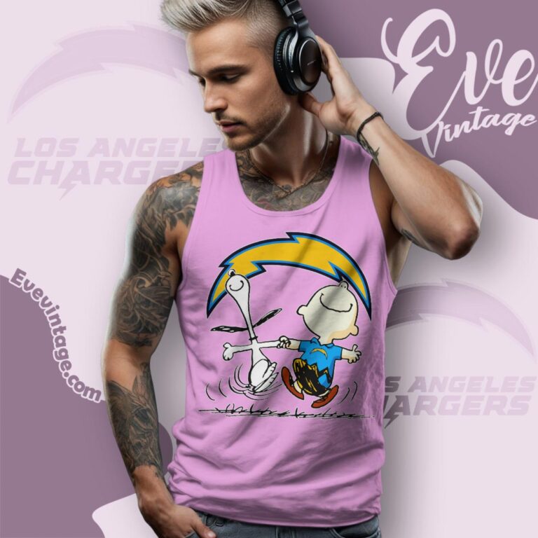 Los Angeles Chargers Charlie Brown Snoopy Happy Dancing Shirt Tank Top Racerback Los Angeles Chargers Charlie Brown Snoopy Happy Dancing Shirt Tank Top Racerback