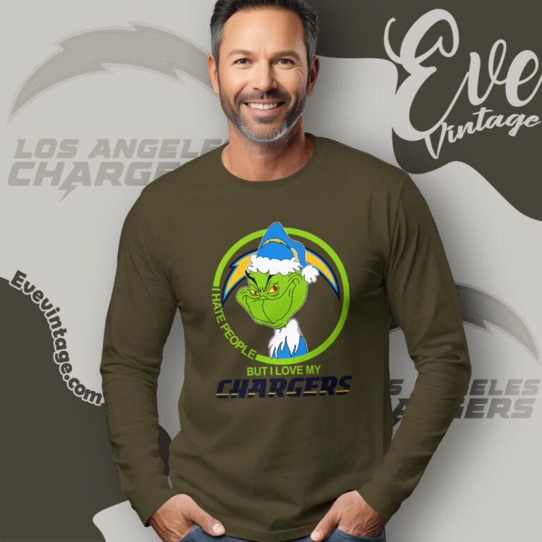 Los Angeles Chargers Christmas Grinch Shirt I Hate People But I Love My Chargers Long Sleeve Tee Los Angeles Chargers Christmas Grinch Shirt I Hate People But I Love My Chargers Long Sleeve Tee