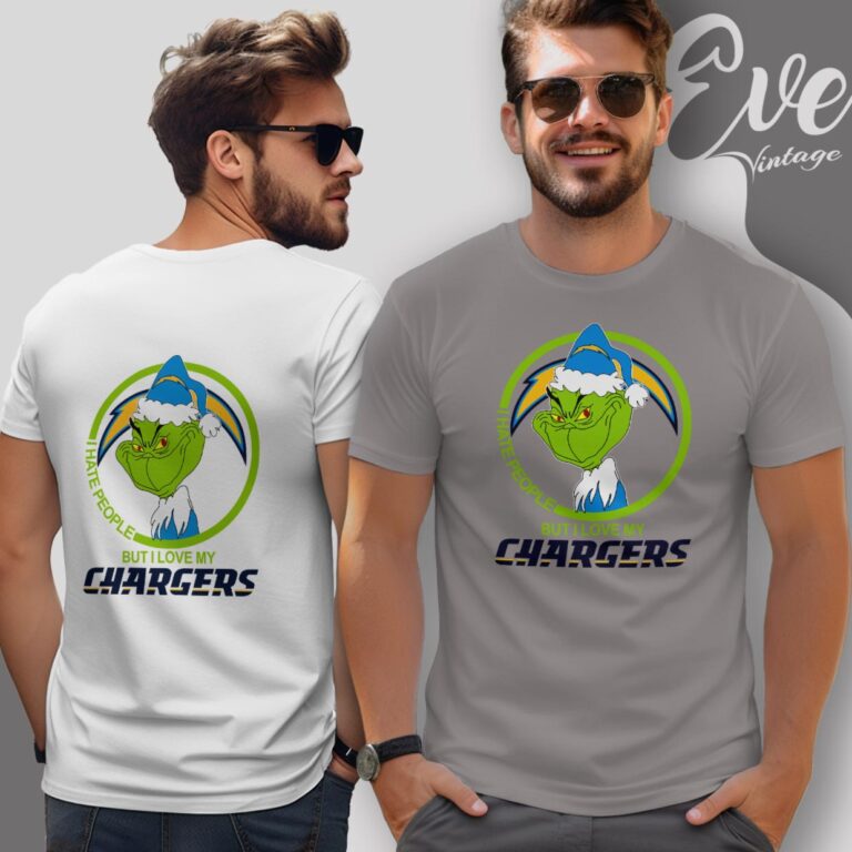 Los Angeles Chargers Christmas Grinch Shirt I Hate People But I Love My Chargers T Shirt Los Angeles Chargers Christmas Grinch Shirt I Hate People But I Love My Chargers T Shirt