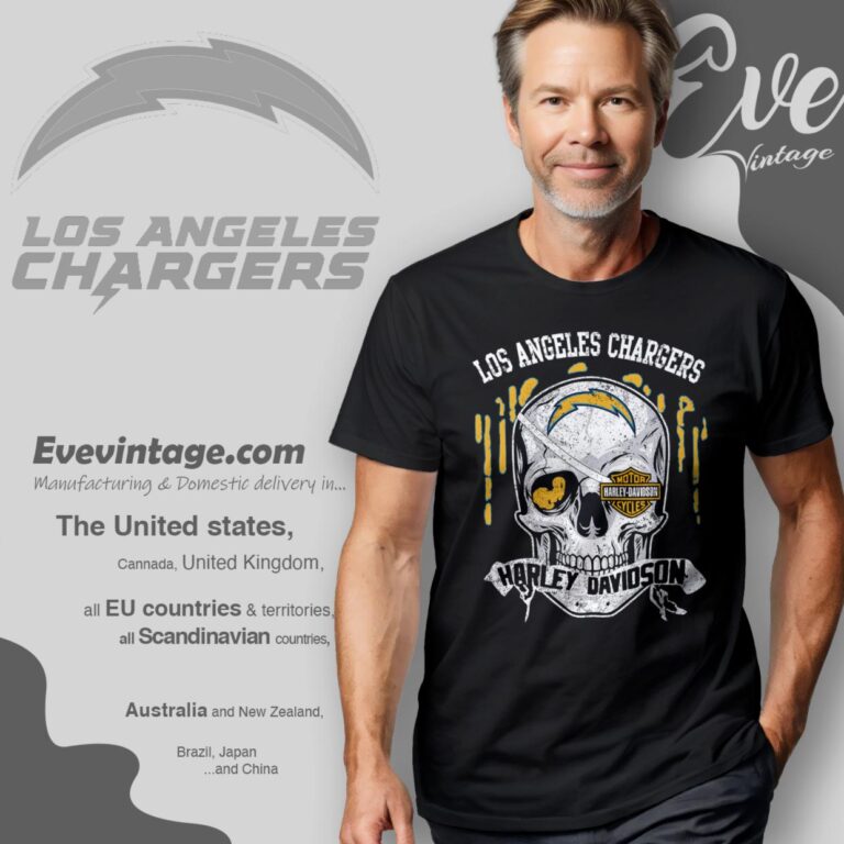 Los Angeles Chargers Harley Davidson Skull Shirt T Shirt Los Angeles Chargers Harley Davidson Skull Shirt T Shirt