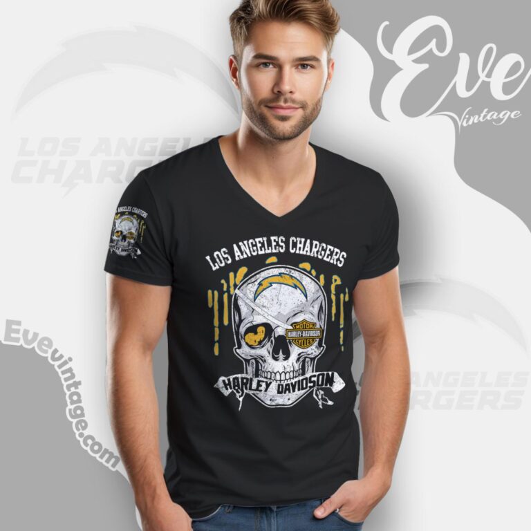 Los Angeles Chargers Harley Davidson Skull Shirt V Neck TShirt Los Angeles Chargers Harley Davidson Skull Shirt V Neck TShirt