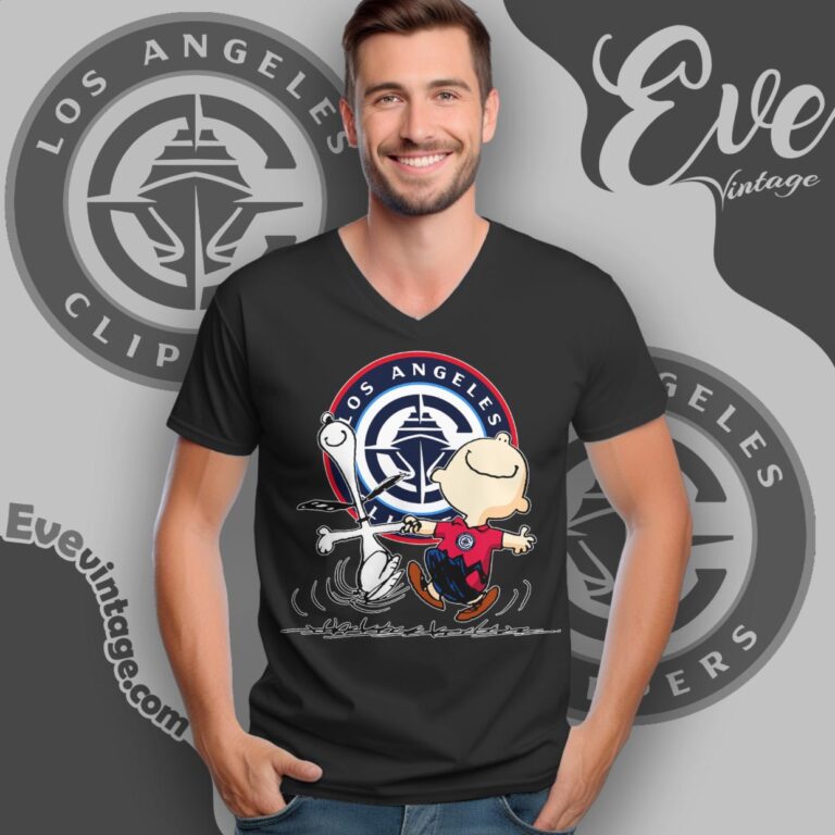 Los Angeles Clippers Charlie Brown Snoopy Happy Dancing Shirt V Neck TShirt Los Angeles Clippers Charlie Brown Snoopy Happy Dancing Shirt V Neck TShirt