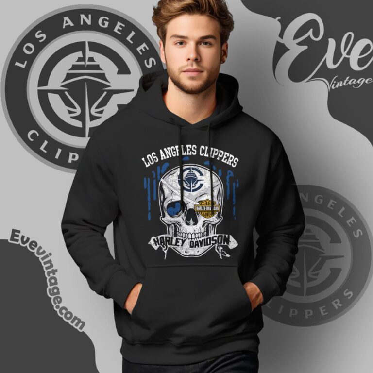 Los Angeles Clippers Harley Davidson Skull Hoodie Los Angeles Clippers Harley Davidson Skull Hoodie