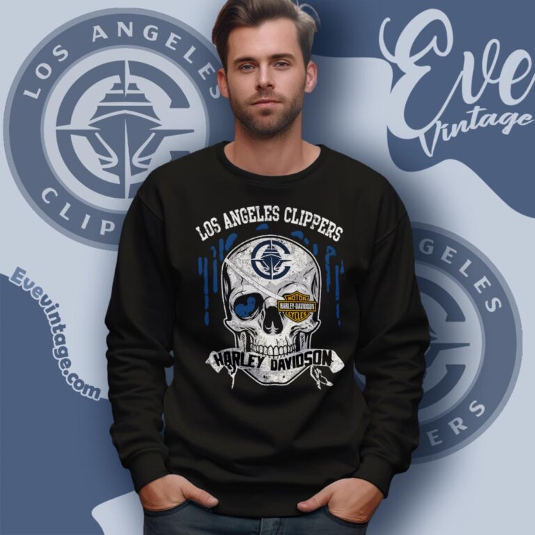 Los Angeles Clippers Harley Davidson Skull Sweatshirt Los Angeles Clippers Harley Davidson Skull Sweatshirt